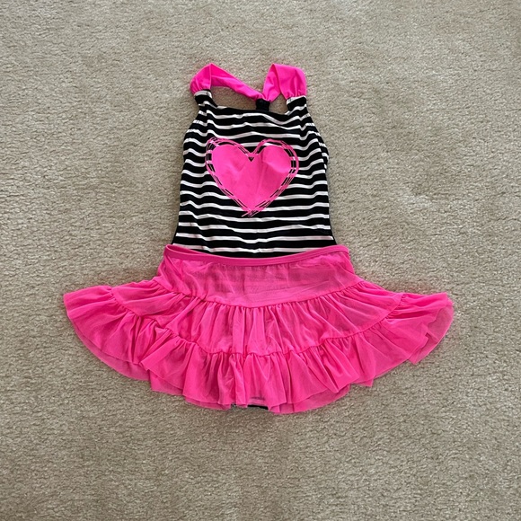 Girl’s Black and White Swim Suit with Pink Skirt - Size: Medium 7-8 - Picture 1 of 10